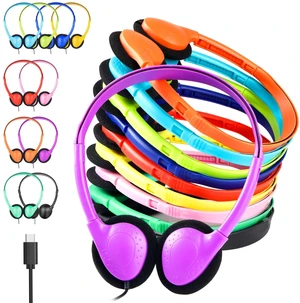 OYSLKJ USB C Classroom Headphones Bulk for Kids, Wired On Ear 20 Pack OYSLKJ USB C Classroom Headphones Bulk for Kids, Wired On Ear 20 Pack