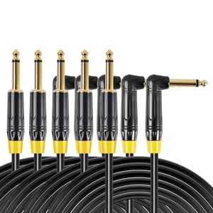 Right Angle Guitar Cable 5 Pack 10ft, 1/4 inch TS Instrument Cable, Amp Cord, 21 AWG Guage 99.99% OFC for Fender Electric Guitar (118, Inches) Right Angle Guitar Cable 5 Pack 10ft, 1/4 inch TS Instrument Cable, Amp Cord, 21 AWG Guage 99.99% OFC for Fender Electric Guitar (118, Inches)