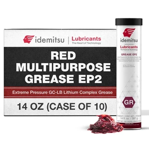 Idemitsu EP2 Red All Purpose Grease NLGI 2 14 oz Cartridge, Case of 10 Idemitsu EP2 Red All Purpose Grease NLGI 2 14 oz Cartridge, Case of 10