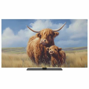Highland Cow Indoor TV Cover for 65 Inch Screen, Rustic Art Calf in A Lush Farmhouse Grassland Elastic TV Display Protector Stretch Dust Television Monitor Slipcover for LED LCD Highland Cow Indoor TV Cover for 65 Inch Screen, Rustic Art Calf in A Lush Farmhouse Grassland Elastic TV Display Protector Stretch Dust Television Monitor Slipcover for LED LCD