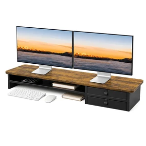 ExaDesk Dual Monitor Stand, 42.5 Inch Wood Monitor Riser with Drawers, 2 Tier Desktop Organizer for Computer Laptop TV, Large Screen Stand for Home Office Desk ExaDesk Dual Monitor Stand, 42.5 Inch Wood Monitor Riser with Drawers, 2 Tier Desktop Organizer for Computer Laptop TV, Large Screen Stand for Home Office Desk