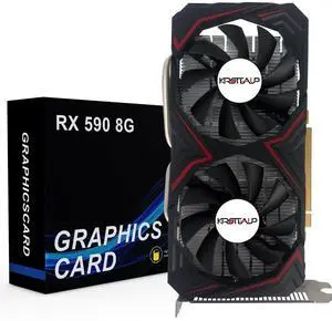 Kroteaup Radeon RX 590 8GB Graphics Card, 2304sp GDDR5 256Bit Pci Express 3.0, with HDMI/ DP/ DVI Ports and Double fan, Video Card for Office and Computer Gaming