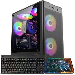 Gaming PC Computer Desktop,AMD Ryzen 5 5500 up to 4.2GHz, Radeon RTX 2060 8G, 16G DDR4, TB SSD, WiFi 6, RGB Fan x4, Windows 11 Home