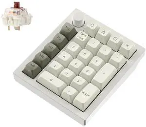 Keychron Q0 Max Wireless Custom Mechanical Numpad, 2.4 GHz/Bluetooth 5.1/Wired QMK Number Pad, RGB Hot-Swappable with Gateron Brown Switch for Laptop Mac Windows Linux - White
