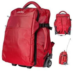 LeeDee Rolling Backpack, Wheeled backpack, Backpack with wheels, Business, Travel, Laptop, Carry-on luggage (Red)