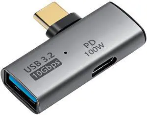 SinLoon USB C to USB 3.2 10Gbps Type C to USB A Female OTG Adapter and 100W PD Power Supply Adapter for Laptop Tablet Phone - Grey