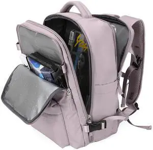 Large Travel Backpack Women, Carry On Backpack, Hiking Backpack Waterproof Outdoor Sports Rucksack Casual Daypack with USB Charging Port Shoes Compartment, Lotus Pink
