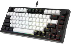 DAREU EK75 Wired Mechanical Keyboard,75% Keyboard with Volume Knob,Gasket Mount Mechanical Gaming Keyboards,81 Keys Rainbow Backlit,PBT Keycaps,Linear Dream Switch for PC Laptop Windows(Black-White)