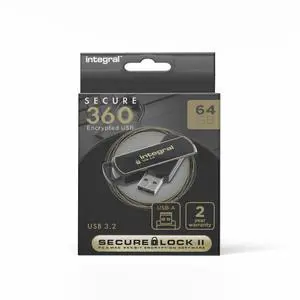 Integral 64GB Secure 360 Encrypted USB3.0 Flash Drive (256-bit AES Encryption)