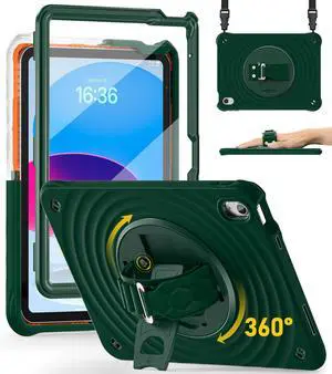 BRAECN Ripple Case for iPad (A16) 11th/10th Generation 11''/10.9'' 2025/2022,4 Layers Military-Grade Full Body Protection,Screen Protector,360 Rotating Handle,Kickstand,Shoulder Strap,Kids-Friendly