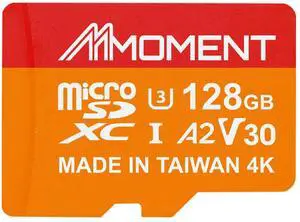 MMOMENT 128GB Micro SDXC Card MM23, A2, UHS-I, U3, V30, Class 10 Compatible, Read Speed Up to 160 MB/s, Write Speed Up to 100 MB/s, SD Adapter Included