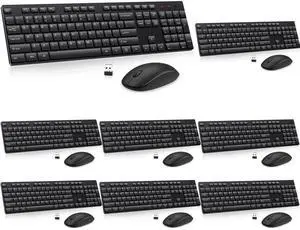 Wireless Keyboard and Mouse Combo, EDJO Silent Full Size Cordless USB Keyboard Mouse, 2.4GHz Lag-Free, Long Battery Life, for Computer, Laptop, PC, Chromebook, Windows (Black, 8 Pack)