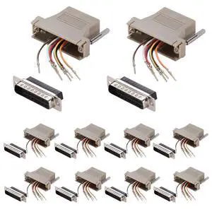 ANMBEST 10PCS DB25 Male Ethernet Adapter, 25 Pin Serial Port Male to RJ45 Ethernet LAN Extend Modular Converter, M/F