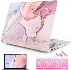 Mektron Case for 13.8" Microsoft Surface Laptop 7 2024 Surface Laptop 13.8 Inch Cover Fits Model 2036, Keyboard Cover +Screen Protector +Dust Plugs, Pink Marble