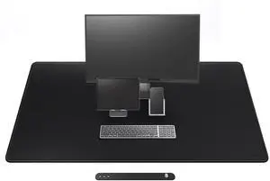 Cacoy 51x27.5 Inch XXL Leather Desk Mat, PU Leather Waterproof Desk Blotter Pad Protector, Large Gaming Mouse Pad & Keyboard Mat, Office Desktop Cover for Home, Work, PC and Computer Setups (Black)