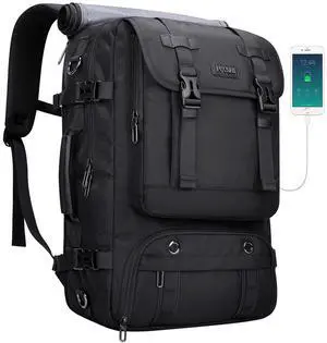 PIJUSHI Travel Backpack for Women Men Carry on Luggage Backpack Flight Approved Convertible Duffle Bag Fit 16 Inch Laptop(PE037 Black)