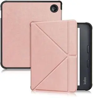 Yiernuo Case Compatible with Kobo Libra Colour & Kobo Libra 2 eReader 7inch,Soft TPU Slim Lightweight Protective Cover with Stand Function,Rose Gold