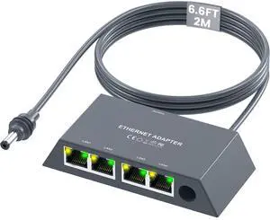 Starlink Gen3/Mini Ethernet Adapter(2M) with 4 RJ45 Ports,Multi Ports Starlink Ethernet Adapter with Wired External Network for Other Devices and Network Cable[4 Devices Networked Simultaneously]