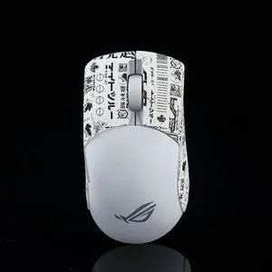 Hokeyio Mouse Grip Tape Sticker for ROG Keris Wireless 36K Non Slip Skin Suck Sweat Pre-Cut Precision Fit Easy to Install EVA White Black 0.5mm