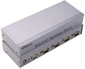 RS232 Splitter, DTECH 4 Port Serial Expansion Box 1x4 COM Port Expander with Power Adapter for Sharing PCs and Capture Data