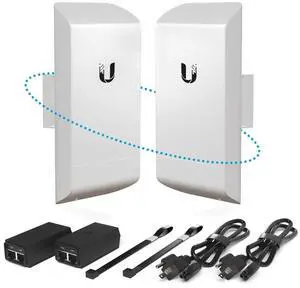 Wireless Bridge LOCOM5 Pre-Configured Bundle of 2, Point to Point Wi-Fi Bridge Outdoor, Plug and Play 150+ Mbps, 5 GHz, 15+ km Link Range (2 Pack)