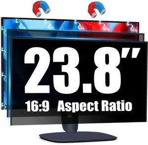 Twugs [2 Pack Magnetic Computer Privacy Screen for 23.8 Inch Monitor, Anti-Glare Blue Light Privacy Filter Shield, Easy Installation, 16:9 Aspect Ratio