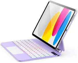 For iPad (A16) 11th &10th generation Case with Keyboard,Backlight Multi-Touch Trackpad for iPad 11th Gen 2025 11 inch&10th Gen 2022 10.9 inch, Magic-Style with Floating Cantilever Stand,T-Purple