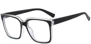 Bsreyeop Oversized Blue Light Blocker Glasses for Women Men Fashion Square Eyewear Computer Eyeglasses Non-Prescription (Black Clear D2)