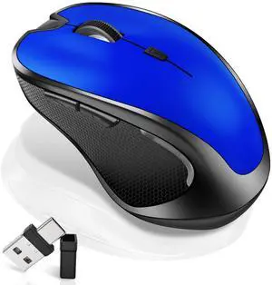 Mouse for MacBook Wireless Bluetooth Mouse Laptop MacBook Air Mac Pro Rechargeable Silent PC iPad Optical Mouse with Jiggler Dual Mode Switch Bluetooth 5.2/3.0 and 2.4GHz USB Type-C Receiver Blue