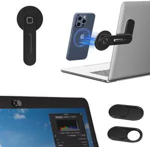 CloudValley Webcam Slider + Adjustable Laptop Magnetic Phone Holder Bundled Items (Black)