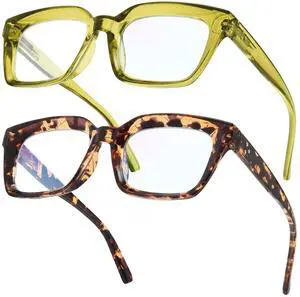 IBOANN Oversized Blue Light Glasses for Woman, Funky Fashion Glasses With Preppy Look, Reduce Screen Fatigue Computer Glasses