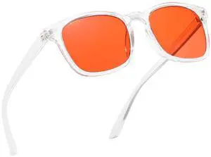 D Lolylad Blue Light Blocking Glasses Transparent Square Eyeglasses Framewith Amber Lens Anti Eyestrain & UV Glare for Gaming & Reading