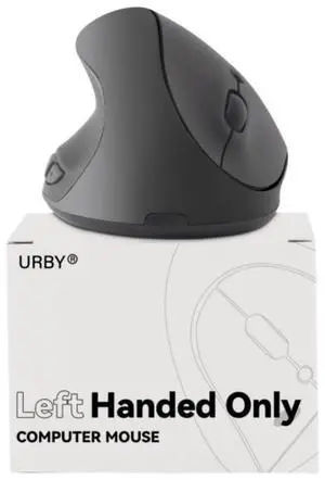 Urby Left Handed Mouse Wireless, Ergonomic, Vertical. Also As Left Handed Gaming Mouse. Compatible with Windows/macOS, Laptop, PC. [Type C & USB] [Battery Included, Upgraded 2024] Black