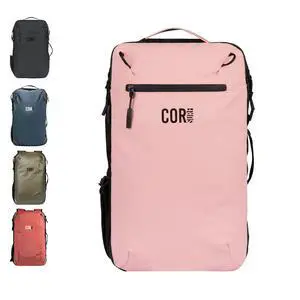 COR Surf Carry On Travel Laptop Backpack with Secret Passport Pockets | Daypack Business Weekender Luggage Backpack for Men and Women | The Island Hopper (40L, Pink)