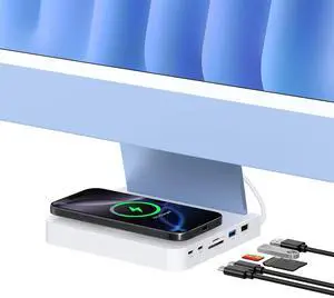 Gewokliy USB C Hub for iMac 24-inch 2021/2023/2024, 10Gbps USB-C*2 & USB-A, SD/TF Reader, 15W Wireless Charge, Accessory Adaptor for iMac M1 M2 M4