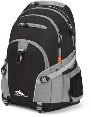 High Sierra Loop Backpack, Travel, or Work Bookbag with tablet sleeve, One Size, Black/Charcoal