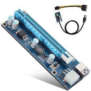 Mini PCI E to PCI Express16x Extender Riser Adapter, SATA Power Cord Converter for Video Card Mining Adopt 4 Solid State Capacitors, 6pin Interface on The Graphics Card