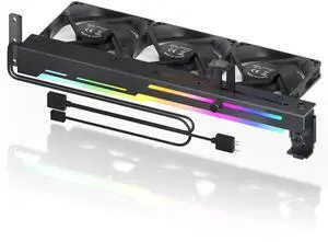 AsiaHorse Graphics Card Cooler with ARGB 5V 3Pin LED and Three 80mm Fans, RGB LED Graphics Card Holder, GPU Cooler Easy Installation-Black