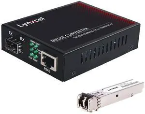 Lynxcel Gigabit Ethernet Media Converter, Multimode Dual LC Fiber SFP to RJ45 Converter, for 10/100/1000Base-TX to 1000Base-SX with a SFP Transceiver, MMF 850nm, up to 550m