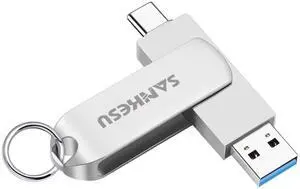 SANKESU 256GB USB C Flash Drive 3.1,Read Speed Up to 150MB/s, USB A and Type C OTG USB Thumb Drive, Dual Memory Sticks Compatible with Android Phones/PC/Laptop/Macs(Silver)