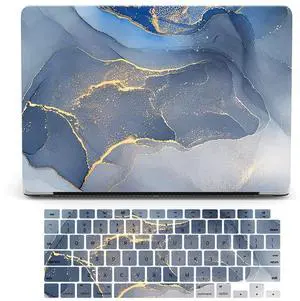 Case Compatible with MacBook Pro 15 inch 2019 2018 2017 2016 Release A1990 A1707, Plastic Hard Shell Cover & Keyboard Protector Compatible with Mac Pro 15 with Touch Bar - Blue Gray Marble