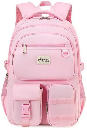 abshoo Large Heavy Duty Girls Backpack For School College Bookbag Casual Multi Pocket Travel Backpacks for Women (Pink)