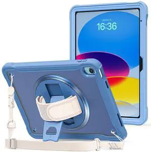 ProCase for iPad 11th Generation A16 2025/iPad 10th Generation Case 10.9 Inch 2022, Heavy Duty Shockproof Rugged Cover with Hand Strap 360 Degree Rotatable Kickstand Protective for iPad 11/10 -Navy