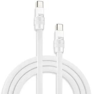 chubbycable Chubby 2.0 Fast Charging Cable Durable Soft Silicone USB C Cable 240W Extra Thick Charger Cord Compatible with iPhone 17-15 Series iPad, White+White, Type-C to Type-C, 6.6 FT