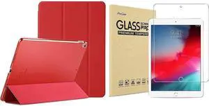 ProCase iPad Air 3 10.5" 2019 / iPad Pro 10.5" 2017 Red Slim Hard Shell Case Bundle with Tempered Glass Screen Protector