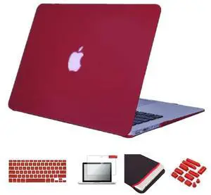 Se7enline Compatible with MacBook Air Case 11 inch A1465/A1370 2010/2011/2012/2013/2014/2015/2016 Laptop Hard Shell Case&Sleeve Bag&Keyboard Cover Skin&Screen Protector&Dust Plug,Wine Red