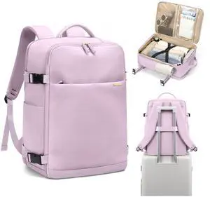 GOLF SUPAGS Travel Backpack for Women & Men, 30L Backpack with 17.3 Inch Laptop Compartment, TSA Approved Large Capacity Daypack for Travel, Business, Hiking (Light Purple)