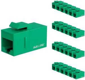 Iwillink RJ45 Cat6 Keystone Jack 25-Pack - Female to Female Ethernet Coupler, UTP Insert, Green