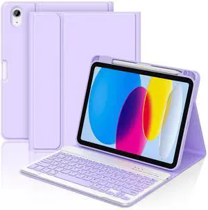 COO for iPad 11/10th Gen Case with Keyboard 11/10.9 2025 A16/2022, Detachable Wireless Bluetooth Keyboard Case Built-in Right Side Pencil Holder, Auto Wake/Sleep for iPad A16 Keyboard Cases(Purple)