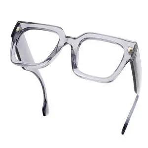 JFXQDR Oversized Blue Light Blocking Glasses for Women Men, XL Square Thick Frame Eyeglasses Anti Eyestrain & UV Glare RF6211 (Smoke Grey)